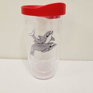 Tervis 8 oz Insulated Tumbler Playing Dolphins Coastal Theme Spill proof Lid